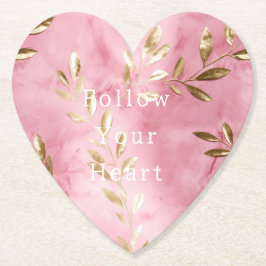 Porta-copo De Papel Folhas Douradas rosa