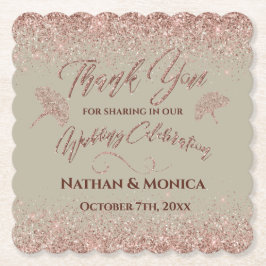 Porta-copo De Papel Folhas Glitter Gingko Douradas rosa na cintura de 