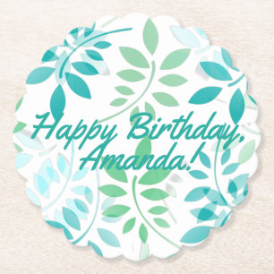 Porta-copo De Papel Folhas verdes azuis