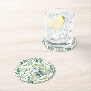 Porta-copo De Papel Folhas verdes tropicais