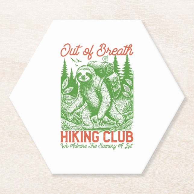 Porta-copo De Papel Fora de Breath Funny Sloth Hiking Club (Frente)