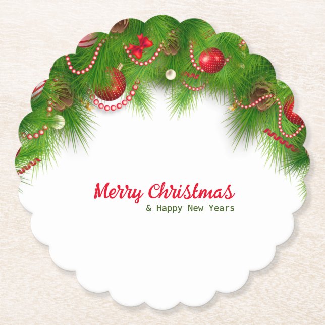 Porta-copo De Papel Fora de Natal e Bolas Vermelhas, e Presentes (Frente)