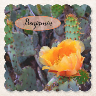 Porta-copo De Papel Foto do Flor do Opuntia Pera Laranja