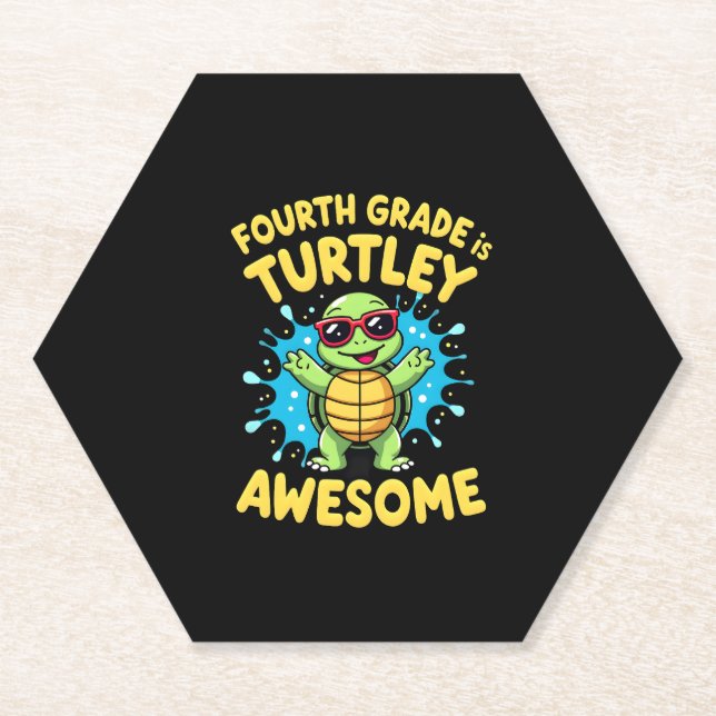 Porta-copo De Papel Fourth Grade Turtle-y Awesome First Day of Fourth  (Frente)