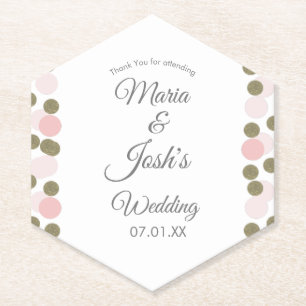 Porta-copo De Papel Fronteira de Confetes Cor-de-Rosa Dourado Casament
