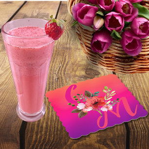 Porta-copo De Papel Fuchsia Laranja Cor-de-rosa Brilho e Floral Negrit