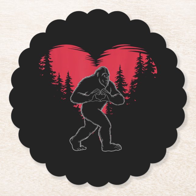 Porta-copo De Papel Funny Bigfoot in Love Heart Happy Valentine's Day (Frente)