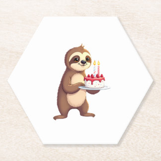 Porta-copo De Papel Funny Birthday Cake with Sloth Costume for Boys an