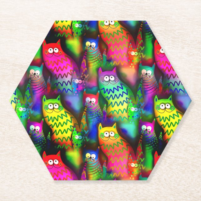 Porta-copo De Papel Funny Cats Pattern-54578 (Frente)
