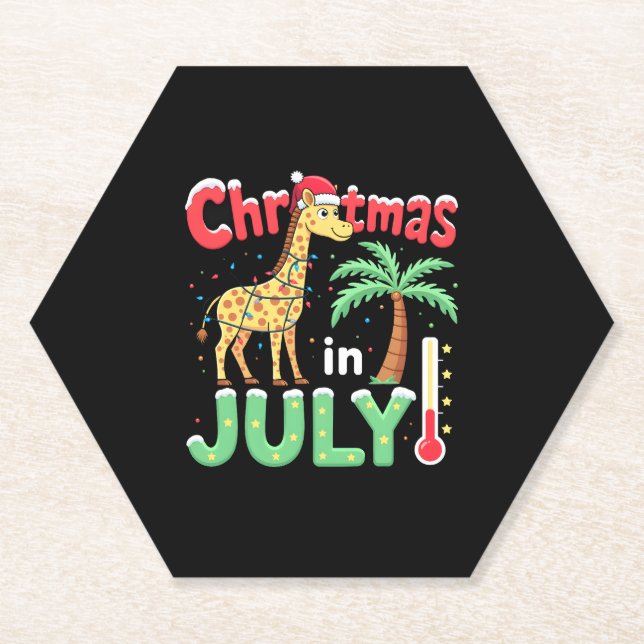 Porta-copo De Papel Funny Christmas in July Shirt Santa Giraffe Palm T (Frente)