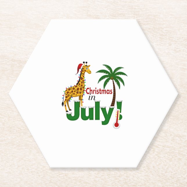 Porta-copo De Papel Funny Christmas in July Shirt Santa Giraffe Palm T (Frente)