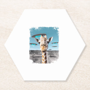 Porta-copo De Papel Funny Giraffe Africa Savannah Selfie com Alienígen