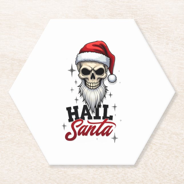 Porta-copo De Papel Funny Hail Santa Claus Skull Skeleton Antichrist C (Frente)