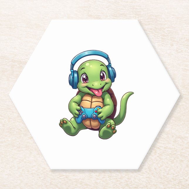 Porta-copo De Papel Funny Turtle Gamer Gaming Turtles Video Game (1) (Frente)
