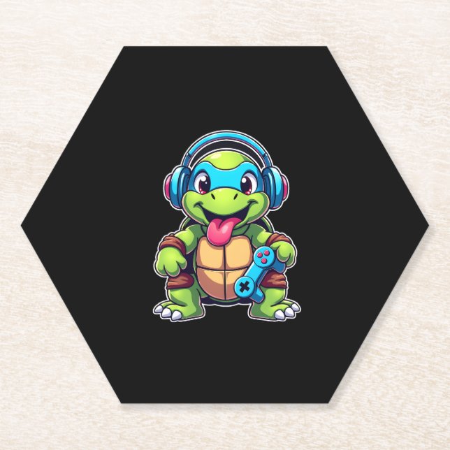 Porta-copo De Papel Funny Turtle Gamer Gaming Turtles Video Game (4) (Frente)