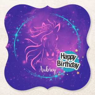 Porta-copo De Papel Galáxia Cavalo Feliz Aniversário Personalizado
