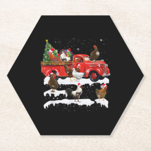 Porta-copo De Papel Galinha Andando Caminhão Vermelho Xmas Feliz Natal