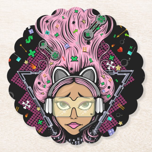 Porta-copo De Papel Gamer Girl (Frente)
