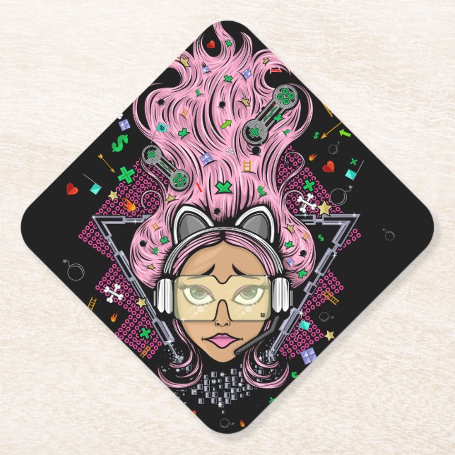 Porta-copo De Papel Gamer Girl (Frente)