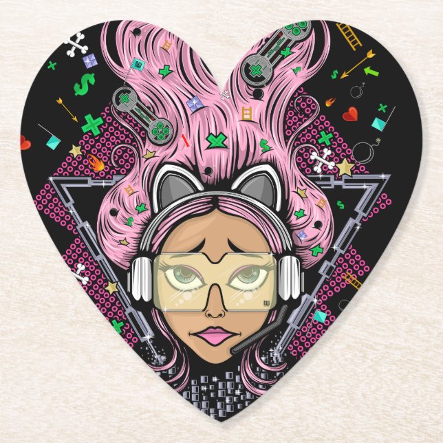 Porta-copo De Papel Gamer Girl (Frente)