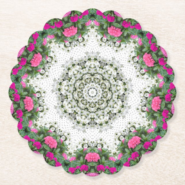 Porta-copo De Papel Garden Water Flowers Rosa Mandala Design (Frente)