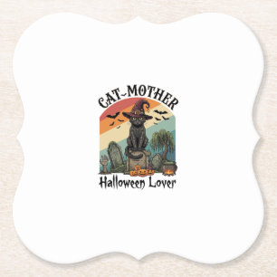 Porta-copo De Papel Gata Mãe Amante do Halloween Chapéu de Bruxa Preta