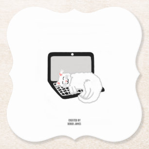 Porta-copo De Papel Gato Branco Dormindo na Porta copos do Suporte do 