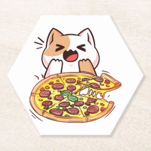 Porta-copo De Papel Gato Comendo Uma Pizza