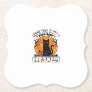 Porta-copo De Papel Gato de Halloween Meow-Some Design de Gravura Vint