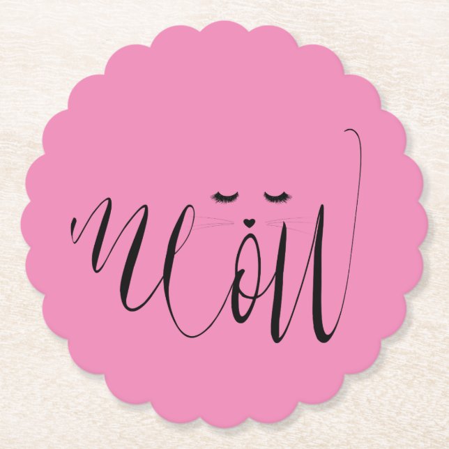 Porta-copo De Papel Gato de Mosto Rosa (Frente)