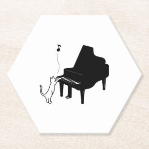 Porta-copo De Papel Gato Fofo Tocando Piano Artista Divertido Arte Mus