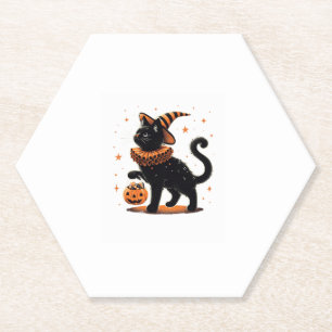 Porta-copo De Papel Gato Halloween Engraçado Estação Spooky Gato Bruxa