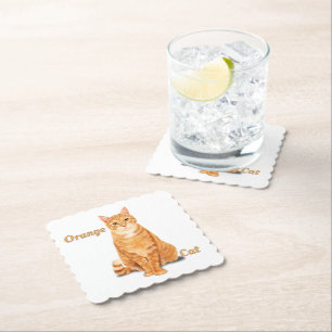 Porta-copo De Papel Gato Laranja com Listras Personalizado Gengibre