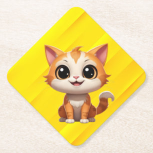 Porta-copo De Papel Gato Laranja Fofo Personagem em Estilo Cartoon-897