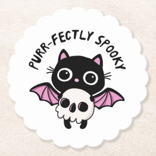 Porta-copo De Papel Gato Morcego Fofo de Halloween - Piada Assustadora