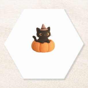 Porta-copo De Papel Gato Negro de Kawaii em Pumpkin Feliz Halloween D