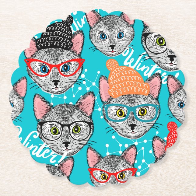 Porta-copo De Papel Gato no chapéu (Frente)