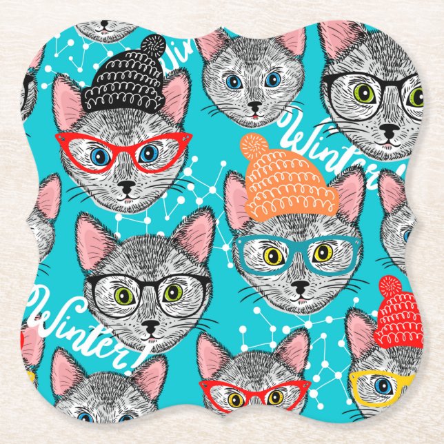 Porta-copo De Papel Gato no chapéu (Frente)