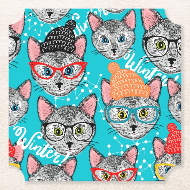 Porta-copo De Papel Gato no chapéu (Frente)