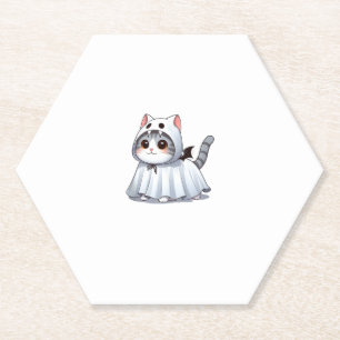 Porta-copo De Papel Gato no Fantasma para o Halloween