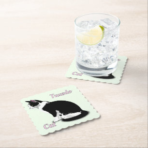 Porta-copo De Papel Gato Tuxedo Preto e Branco Personalizado