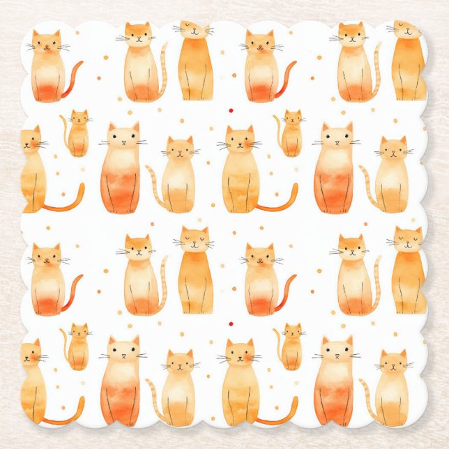 Porta-copo De Papel Gatos De Gato Laranja (Frente)