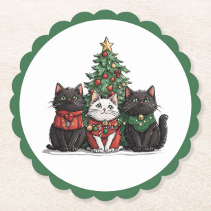 Porta-copo De Papel Gatos de Natal Adoráveis