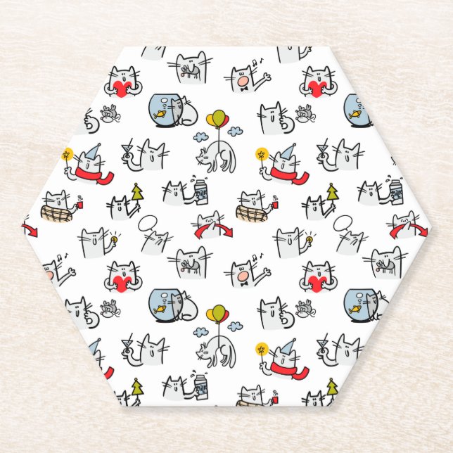 Porta-copo De Papel Gatos engraçados, leite e magia. (Frente)