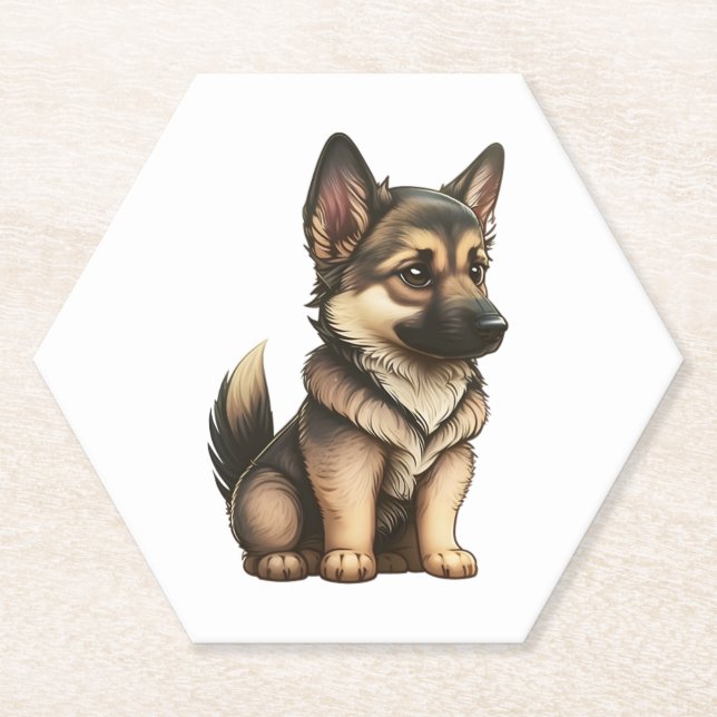 Porta-copo De Papel German shepherd Chibi (Frente)