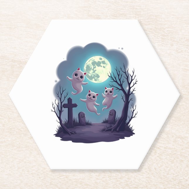 Porta-copo De Papel Ghost Cat Parade (Frente)