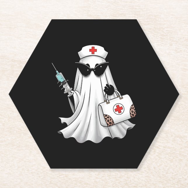 Porta-copo De Papel Ghost Nurse Halloween (Frente)