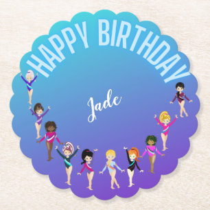 Porta-copo De Papel Ginástica Amigos "Parabéns" Turquesa