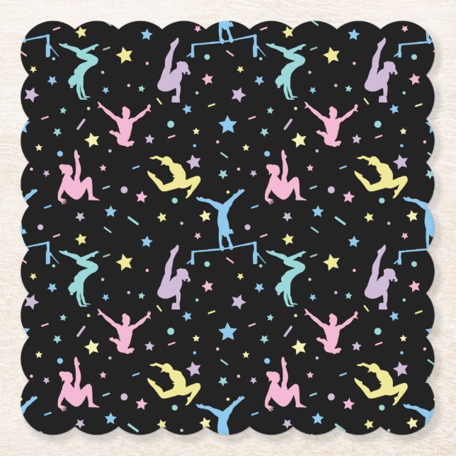 Porta-copo De Papel Ginástica Feminina Ginastas com Estrelas (Frente)