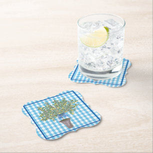 Porta-copo De Papel Gingham Lemons Lemon Tree Napkins
